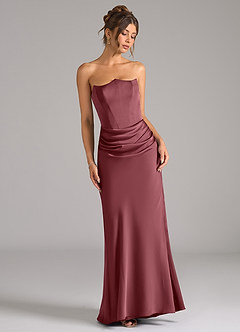 Azazie Debby Bridesmaid Dresses Desert Rose Mermaid Strapless Stretch Satin Convertible Dress image3