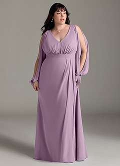 Azazie Matilda Bridesmaid Dresses Wisteria A-Line Long Sleeve Chiffon Dress image13
