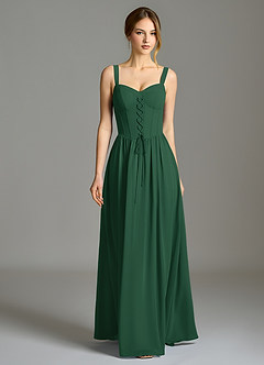Azazie Porscha Bridesmaid Dresses Dark Green A-Line Sweetheart Neckline Chiffon Dress image4