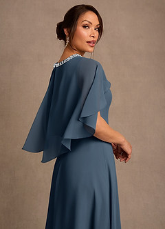 Azazie Winnifred 신부의 어머니 드레스 A라인 구슬 쉬폰 플로어 길이 드레스 image5