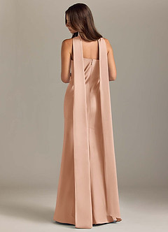 Azazie Kinsley Bridesmaid Dresses Rose Gold Mermaid Side Slit Stretch Satin Dress image2
