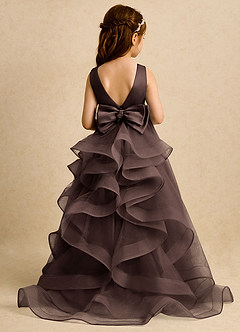 Azazie Lior Robe Demoiselle D'honneur Fillette Robe Princesse en Tulle Plissée Ganache image1