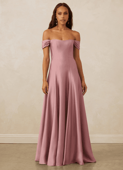 Christian Siriano Bridal for Azazie 1002 Bridesmaid Dresses Dusty Rose A-Line Off the Shoulder Stretch Satin Convertible Dress image2