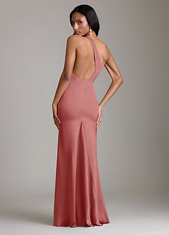 Azazie Voni Bridesmaid Dresses Antique Rose Mermaid One Shoulder Stretch Satin Dress image2