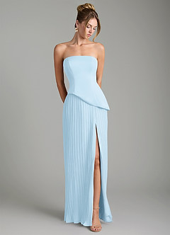 Azazie Tierney Bridesmaid Dresses Sky Blue A-Line Strapless Chiffon Convertible Dress image4