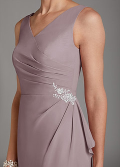 Azazie Saturn Final Sale Dusk Sheath V-Neck Pleated Chiffon Dress image6