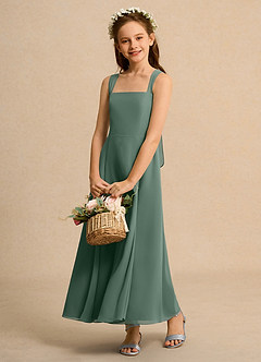 Azazie Tater Junior Formal vestidos de niña de las flores Vestido de Eucalipto de Gasa de Corte En A con Plisado image4