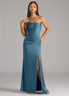 Azazie Marla Bridesmaid Dresses Bermuda Sheath Strapless Stretch Satin Convertible Dress image3