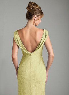 Azazie Kieryn At-home Try On Dresses Lemon Sorbet Mermaid Pleated Floral Burnout Dress image2