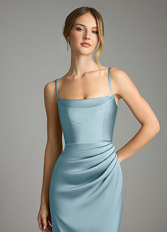 Azazie Leonis Bridesmaid Dresses Moody Blue Mermaid Pleated Stretch Satin Convertible Dress image3