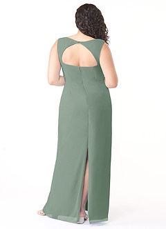 Azazie Flori Bridesmaid Dresses Silver Sage Sheath Square Neckline Chiffon Dress image8