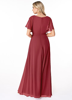 Azazie Aaliyah Modest Bridesmaid Dresses A-Line Scoop Pleated Chiffon Floor-Length Dress image2