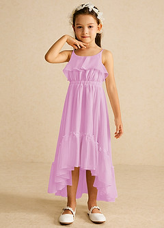 Azazie Karmen Flower Girl Dresses Candy Pink A-Line Ruched Chiffon Dress image4