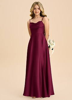 Azazie Bear Junior Burgundy A-Line Sweetheart Neckline Stretch Satin Dress image6