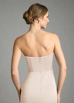 Azazie Wren Vestidos de damas de honor Vestido de Alabastro Blanco de Satén Elástico de Corte en A Convertible con Sin tirantes image6