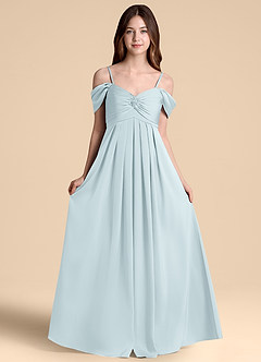 Azazie Kaitlynn Junior Jurk van Stretch Satijn met A-Lijn Off the Shoulder De Nevel image6