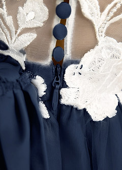 Azazie Sundae Robe Demoiselle D'honneur Fillette Robe Princesse en Dentelle Bleu Marine Foncé image8