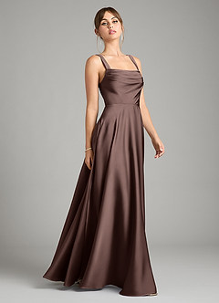 Azazie Shaude Bridesmaid Dresses Ganache A-Line Pleated Stretch Satin Dress image7
