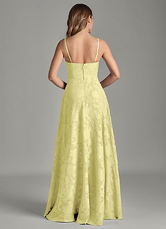 Azazie Amani Robes de demoiselle d'honneur Robe Trapèze en Blumen-Burnout Plissée Sorbet Citron image6