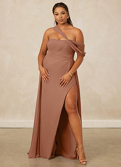Christian Siriano Bridal for Azazie 1014 Bridesmaid Dresses Bronzer A-Line Off the Shoulder Chiffon Dress image12