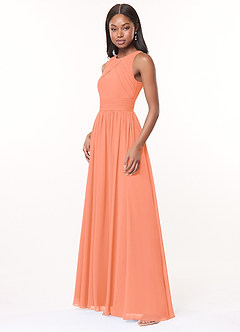 Azazie Harper Bridesmaid Dresses Sunset A-Line Pleated Chiffon Dress image3