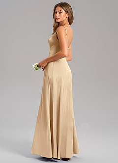 Azazie Talina Bridesmaid Dresses Champagne A-Line Stretch Satin Dress image6
