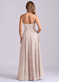 Azazie Elle 신부 들러리 드레스 A라인 주름진 플로럴 번아웃 바닥 길이 드레스 image2