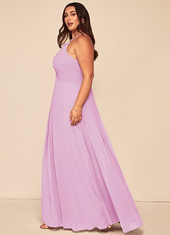Azazie Ginger Bridesmaid Dresses Candy Pink A-Line Halter Pleated Chiffon Dress image13