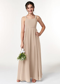 Azazie Simoan Junior Jurk van Chiffon met A-Lijn Sweetheart Halslijn Taupe image1