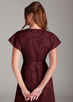 Azazie Ling Bridesmaid Dresses Cabernet A-Line Pleated Floral Burnout Dress image8