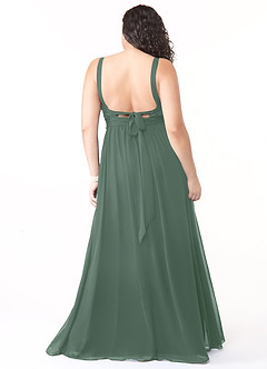 Azazie Aziza Bridesmaid Dresses Eucalyptus A-Line V-Neck Pleated Chiffon Dress image8