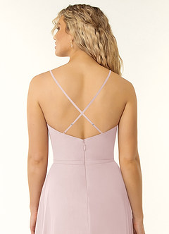 Azazie Naeem Bridesmaid Dresses Blushing Pink A-Line V-Neck Ruffle Chiffon Dress image5