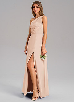 Azazie Phaedra Bridesmaid Dresses English Rose A-Line One Shoulder Chiffon Dress image5