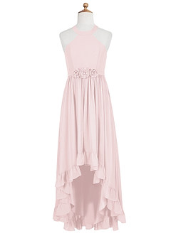 Azazie Hermione Vestido de Rosa Rubor de Gasa/ Chiffon de Acampanado image6