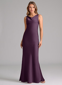 Azazie Allettie Bridesmaid Dresses Plum Mermaid Stretch Satin Dress image6