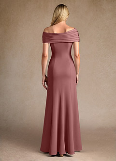 Azazie Pierce vestidos de madre de la novia Vestido de Rosa Del Desierto de Crepé elástico de Sirena con Plisado image3