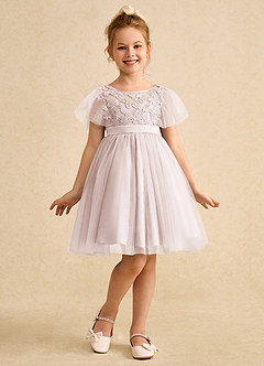 Azazie Queenie Flower Girl Dresses Rose Petal A-Line Lace Dress image3
