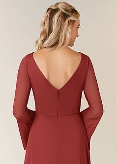 Azazie Teraso Mother of the Bride Dresses Rust A-Line Pleated Mesh Dress image6