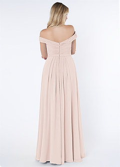 Azazie Audrianna Bridesmaid Dresses Rose Petal A-Line Off-The-Shoulder Gathered Chiffon Convertible Dress image2