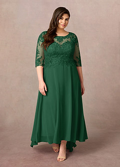 Azazie Monza Mother of the Bride Dresses Dark Green A-Line Lace Chiffon Dress image7