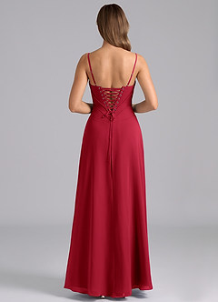 Azazie Valentine Bridesmaid Dresses Scarlet A-Line Corset Chiffon Dress image2