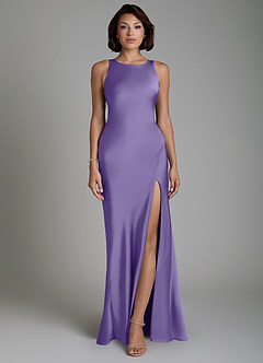 Azazie Dariah Bridesmaid Dresses Tahiti Mermaid Side Slit Stretch Satin Dress image1