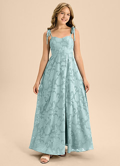 Azazie Rosey Junior Mist A-Line Sweetheart Neckline Floral Burnout Dress image4