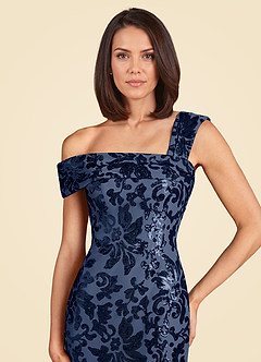 Azazie Odessia Mother of the Bride Dresses Dark Navy A-Line Sequins Lace Dress image7
