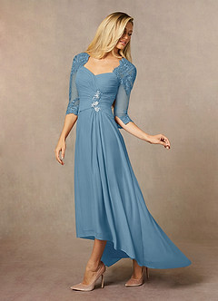 Azazie Anne Mother of the Bride Dresses Steel Blue Sheath Sweetheart Sequins Lace Dress image7