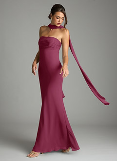 Azazie Saylor Bridesmaid Dresses Mulberry Mermaid Strapless Chiffon Dress image8