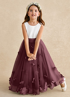 Azazie Vi vestidos de niña de las flores Vestido de Sangrado de Tul de Corte En A con Sin mangas image6