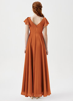 Azazie Caria Junior Cinnamon A-Line Pleated Chiffon Dress image4