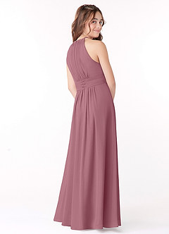 Azazie Bonnie Junior Vintage Mauve A-Line Pleated Chiffon Dress image3