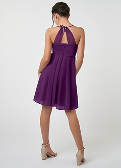 Azazie Ginny Junior Grape A-Line Pleated Chiffon Dress image2